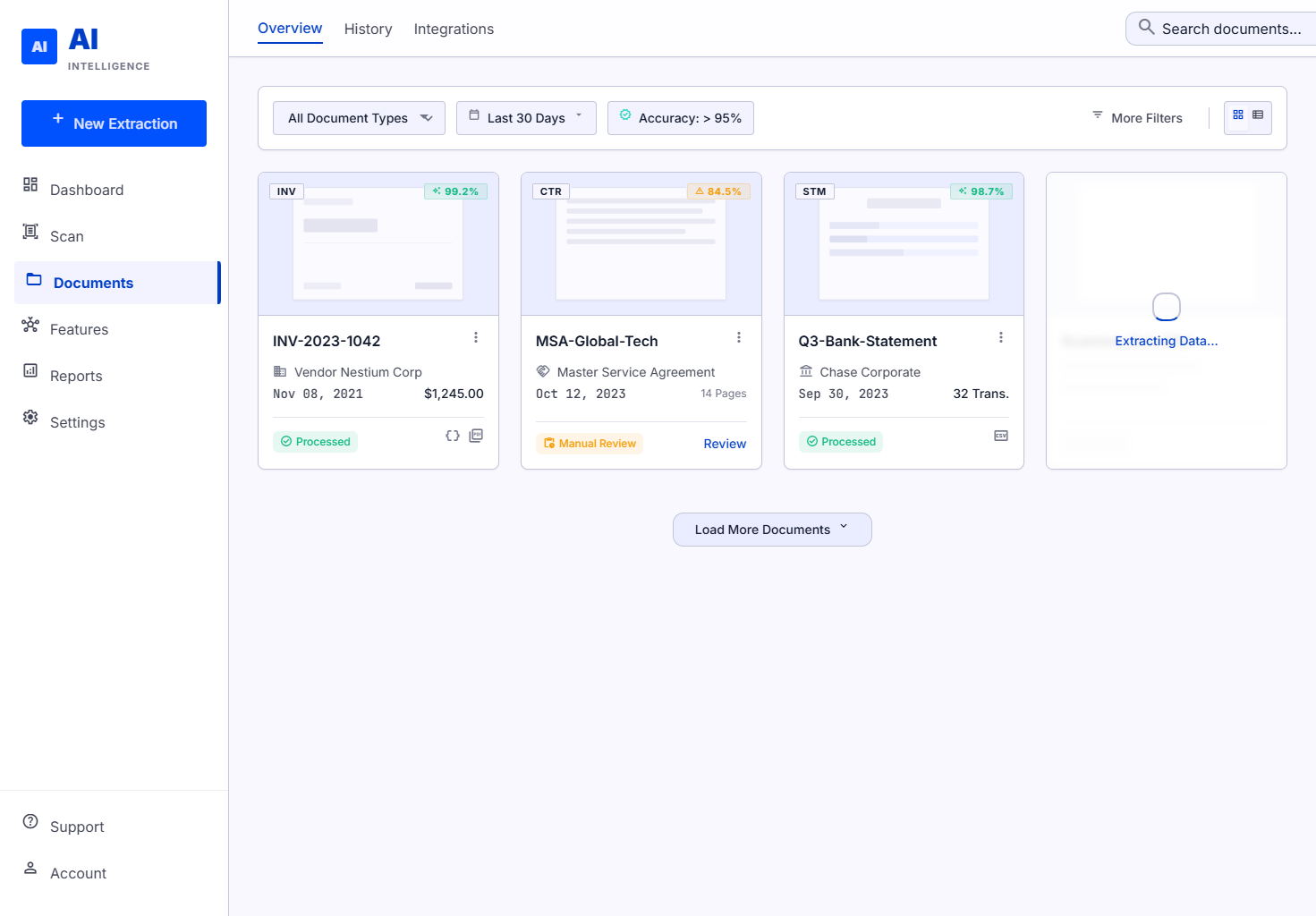 Invoice processor — original PDF beside extracted JSON