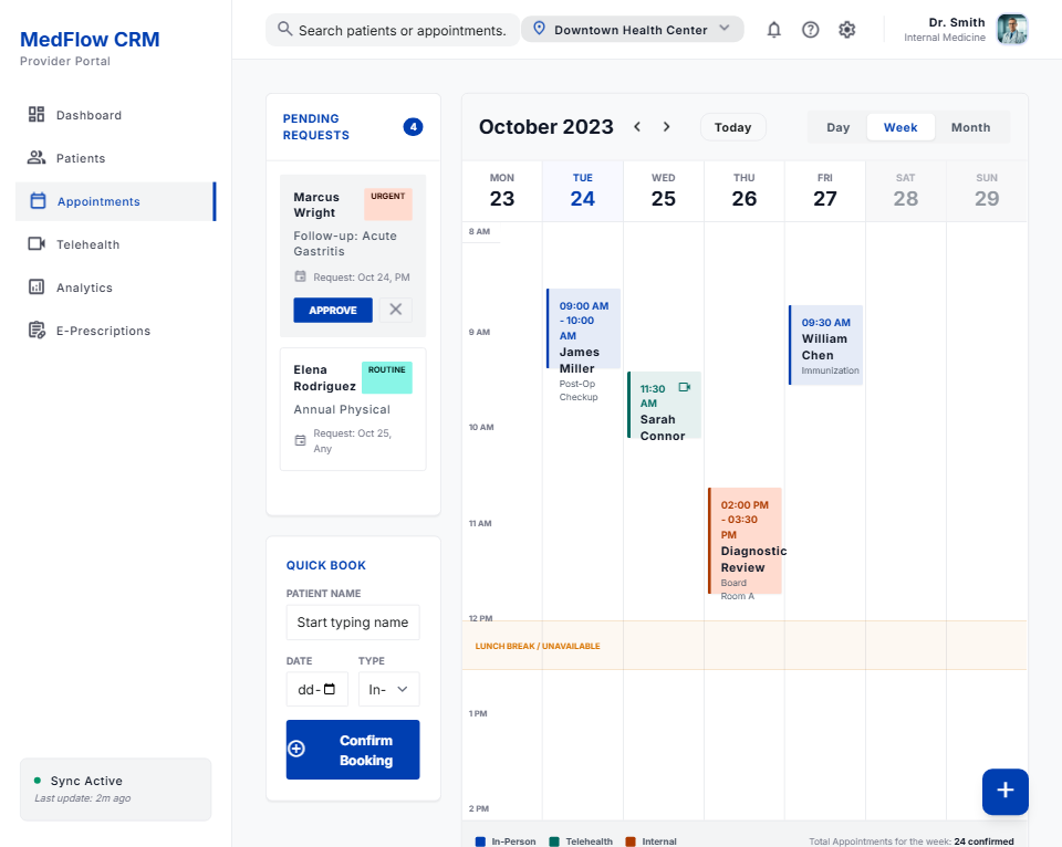 Patient dashboard — appointments, prescriptions and labs